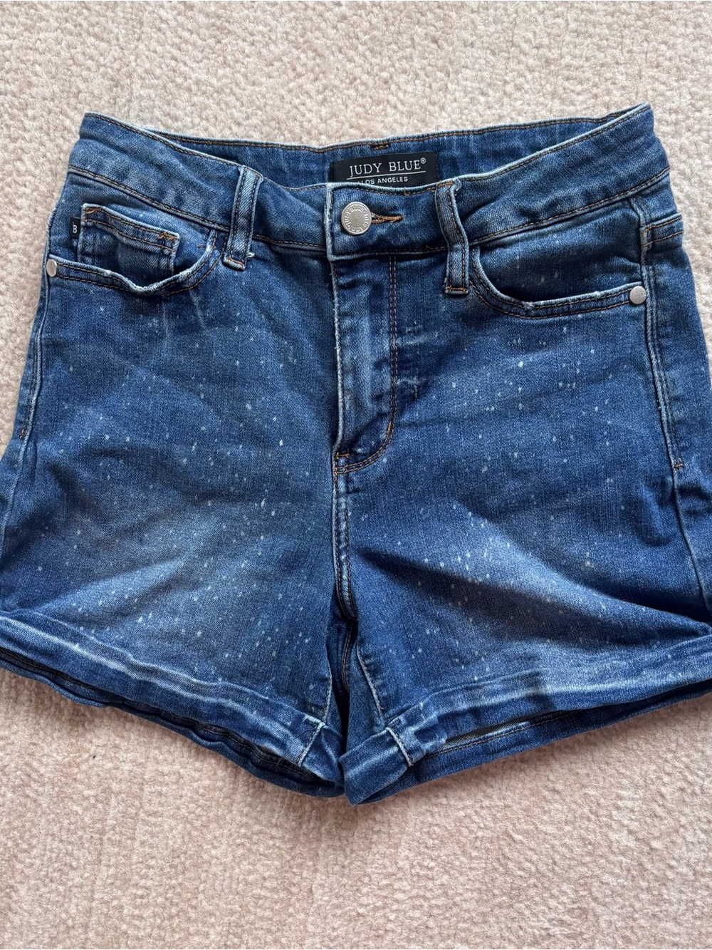 Judy Blue Speckled Dark Blue Denim High-Rise Shorts